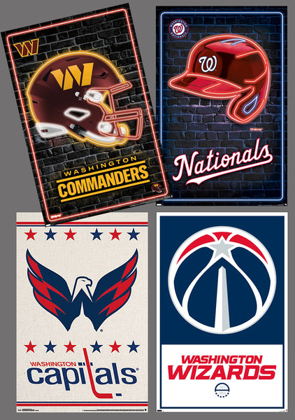 COMBO: Washington, DC Sports 4-Poster Combo Set (Commanders, Wizards, Nationals, Capitals)