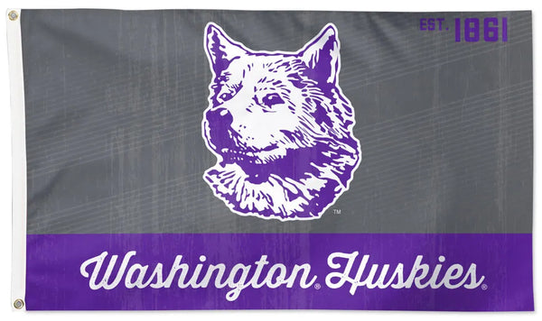 Washington Huskies Retro-1950s-Style Official NCAA Deluxe-Edition 3'x5' Flag - Wincraft Inc.