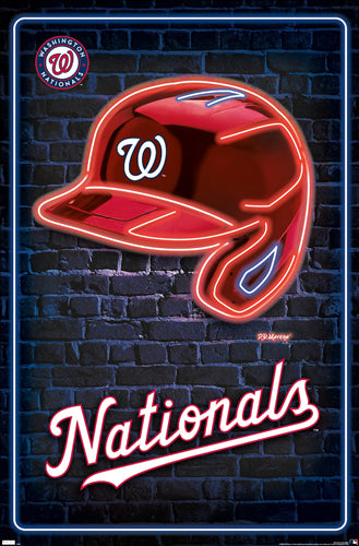 Washington Nationals Official MLB Baseball Logo Helmet Wordmark Team Poster - Costacos Sports