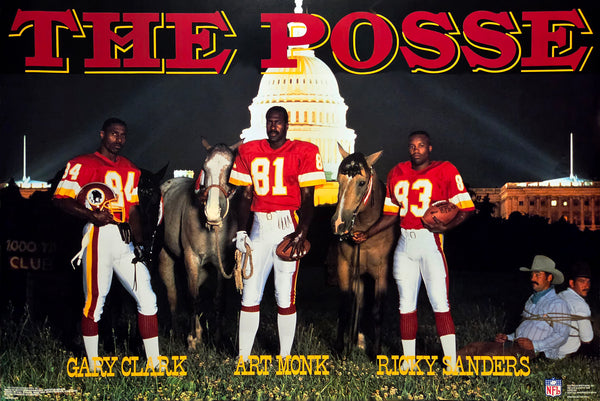 Washington Redskins "The Posse" (Gary Clark, Art Monk, Ricky Sanders) Vintage 1990 Original NFL Poster - Costacos Final Stock Collection