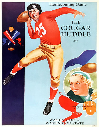 Washington State Cougars 1937 Vintage Football Program Cover 22x28 Poster - Asgard Press