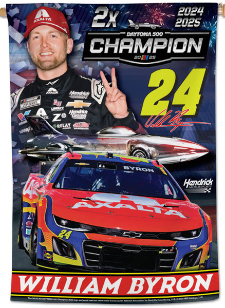 William Byron Daytona 500 2-Time Champion (2024-2025) Commemorative NASCAR 28x40 Vertical Banner - Wincraft