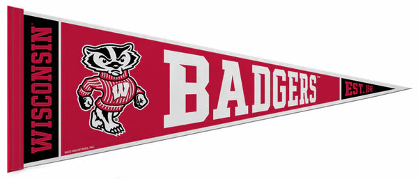 University of Wisconsin, Madison BADGERS Classic Bucky Style Official NCAA Team Felt Pennant - Rico Inc.