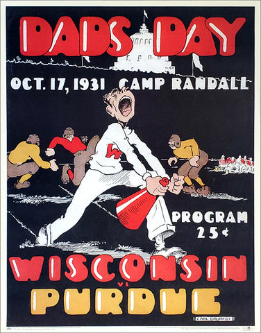 Wisconsin Badgers Football "Dad's Day 1931" vs. Purdue  Vintage Program Cover Poster Print