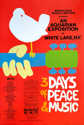 Woodstock 1969 Original Festival Bill Poster Reproduction - Aquarius 2009