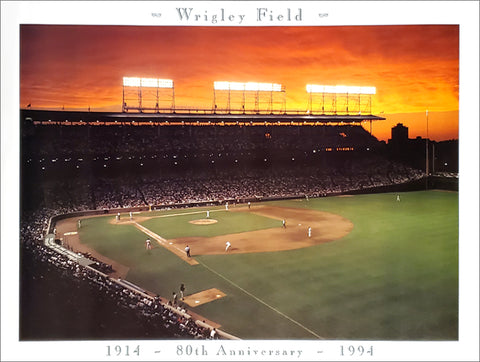 Wrigley Field Chicago Cubs "Sunset Spectacular" 80th Anniversary (1914-1994) Commemorative Poster