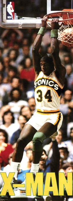 Xavier McDaniel "Reverse-Slam" Seattle Supersonics 1989 Vintage Original HUGE Door-Sized Poster - Costacos Final Stock Collection