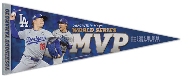 Yoshinobu Yamamoto 2025 World Series MVP LA Dodgers Premium Felt Commemorative Pennant - Wincraft