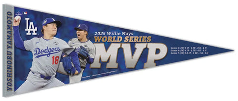 Yoshinobu Yamamoto 2025 World Series MVP LA Dodgers Premium Felt Commemorative Pennant - Wincraft