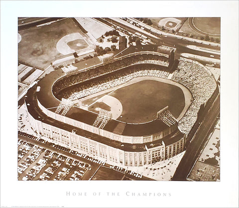 Yankee Stadium "Home of the Champions" Aerial View 1957 Black-and-White Premium Poster - NYGS