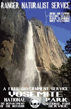 Yosemite National Park Yosemite Falls 1938 US National Park Service Poster Reproduction - Image Source