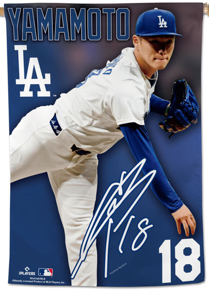 Yoshinobu Yamamoto Los Angeles Dodgers Signature Series Official 28x40 Wall Banner - Wincraft