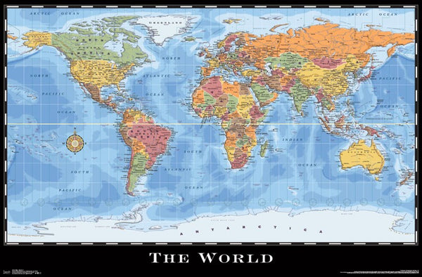 World Map Wall Poster (Modern Political) by Eureka Cartography - Trends International 2017