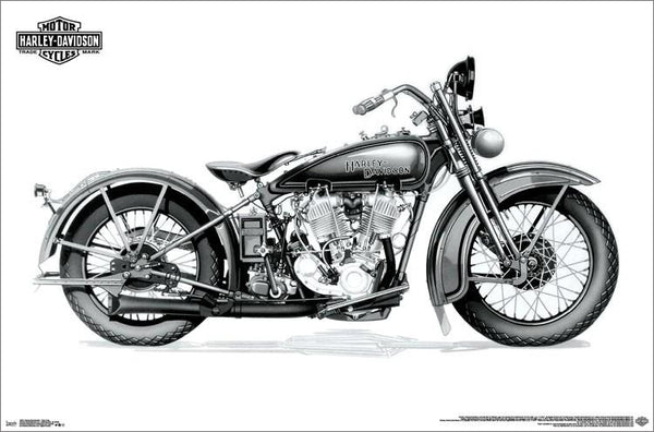 Harley-Davidson Motorcycles Model VLD c.1932 Classic Motorcycle Profile Poster - Trends 2017
