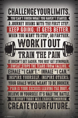 Fitness Gym Motivational "Challenge Your Limits" Inspirational Quotes Wall Poster - Trends Int'l.