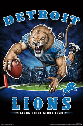 Detroit Lions "Lions Pride Since 1934" NFL Theme Art Poster - Liquid Blue/Trends Int'l.