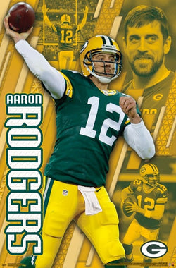 Aaron Rodgers "Golden" Green Bay Packers QB NFL Action Wall POSTER - Trends International