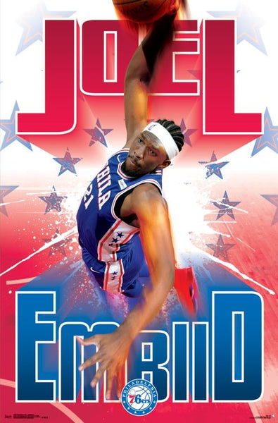 Joel Embiid "Power Slam" Philadelphia 76ers NBA Basketball Poster - Trends International