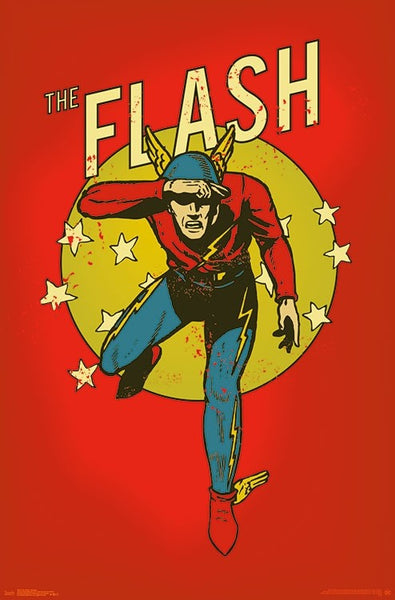 The Flash Vintage 1940s Style Comic Book DC Comics Character Wall Poster - Trends International