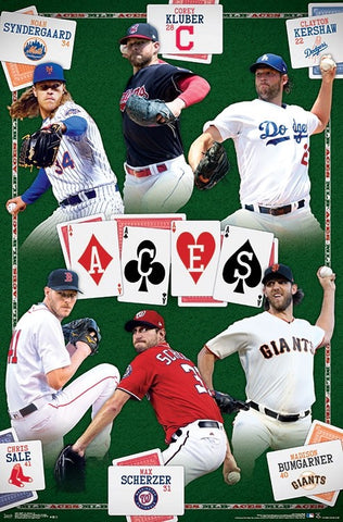 MLB Baseball Pitching Aces Superstars Poster (Syndergaard, Kluber, Kershaw, Sale, Scherzer, Bumgarner) - Trends 2018
