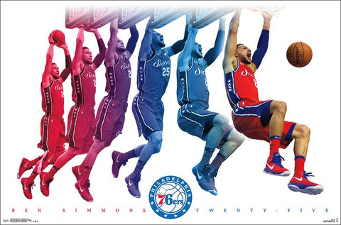 Ben Simmons "Roaring Slam" Philadelphia 76ers NBA Basketball Poster - Trends International
