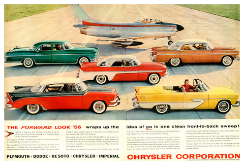 Chrysler 1956 Cars Advertising Poster Reproduction (Plymouth, Dodge, De Soto, Chrysler, Imperial) - Eurographics Inc.