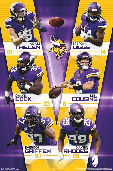 Minnesota Vikings "Six Stars" Poster (2018) - Thielen, Diggs, Cook, Cousins, Griffen, Rhodes
