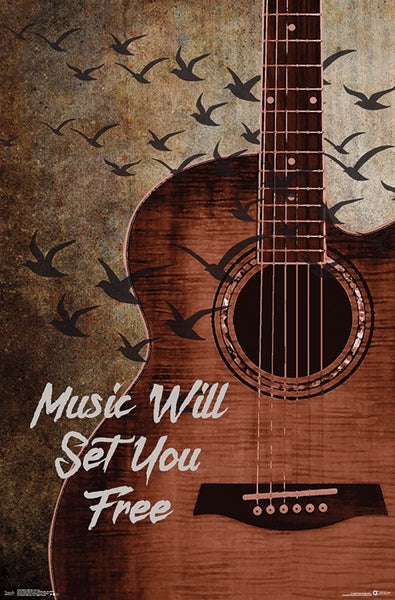 Music Will Set You Free Inspirational Guitar Poster - Trends International Inc.