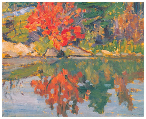 Red Trees Reflected in Lake Canadian Wilderness Art (1913) by A.Y. Jackson Group of Seven Poster Print - Eurographics Inc.