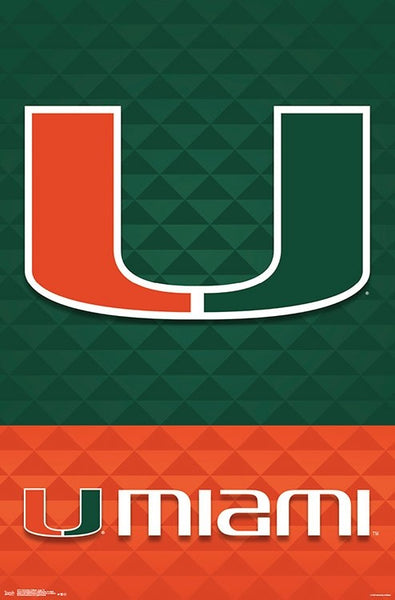 University of Miami Hurricanes Official NCAA Team Logo Poster