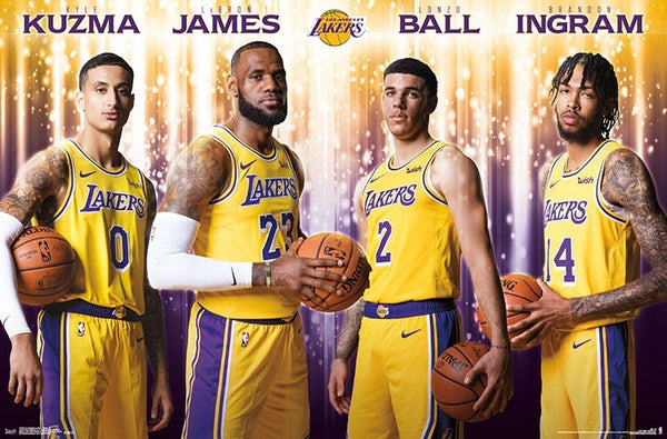 Los Angeles Lakers "Four Stars" (LeBron, Kuzma, Ball, Ingram) Official NBA Poster - Trends 2018