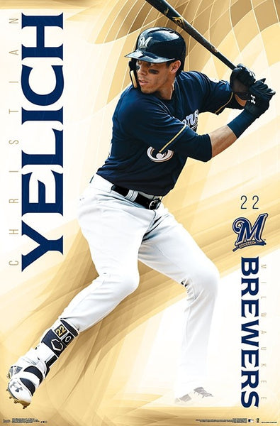 Christian Yelich Golden Star Milwaukee Brewers MLB Action Poster