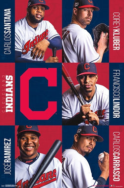 Cleveland Indians Superstars 2019 POSTER (Santana, Kluber, Lindor, Carrasco, Ramirez)