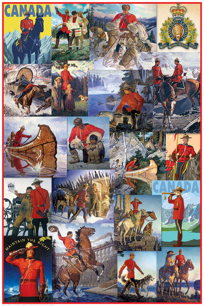 Royal Canadian Mounted Police "The Mounties" Classic Art Collage 24x36 Poster - Eurographics Inc.