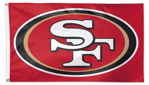 San Francisco 49ers Official NFL Football 3'x5' DELUXE Team Banner Flag (RED Background) - Wincraft