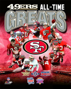 San Francisco 49ers "All-Time Greats" (11 Legends, 5 Super Bowls) Premium Poster Print - Photofile