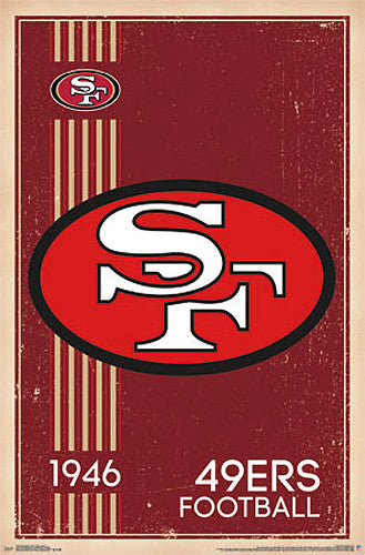 San Francisco 49ers NFL Heritage Series Official Retro Logo Poster - Costacos Sports