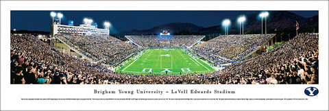 BYU Cougars LaVell Edwards Stadium Game Night Panoramic Poster Print - Blakeway 2011