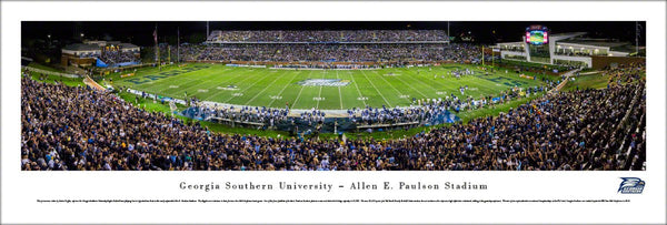 Georgia Southern Eagles Football Paulson Stadium Game Night Panoramic Poster Print (2014)