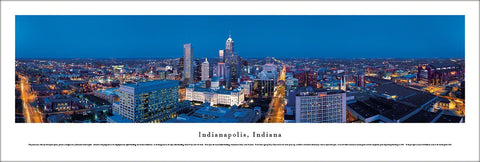 Indianapolis, Indiana Skyline at Dusk Panoramic Poster - Blakeway