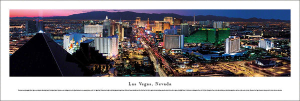Las Vegas Strip at Dusk Aerial Skyline Panoramic Poster Print - Blakeway Worldwide