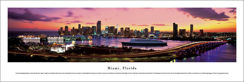 Miami, Florida Biscayne Bay Panoramic Poster Print - Blakeway Worldwide