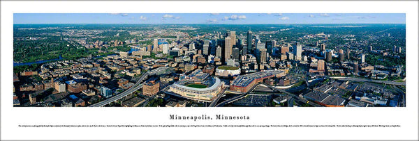 Minneapolis, Minnesota Skyline Aerial Panoramic Poster Print - Blakeway Worldwide