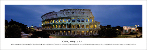 The Roman Coliseum at Dusk Panoramic Poster Print (Rome, Italy) - Blakeway Worldwide