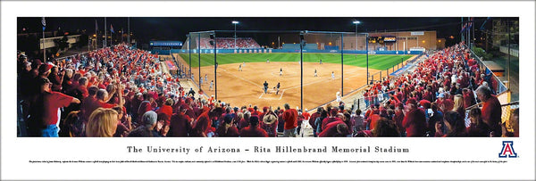 Arizona Wildcats Softball Game Night Panoramic Poster Print - Blakeway Worldwide