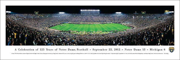 Notre Dame Football "125 Year Anniversary" Game Night Panoramic Poster Print - Blakeway 2012
