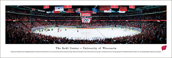 Wisconsin Badgers Hockey Kohl Center Game Night Panoramic Poster - Blakeway Worldwide