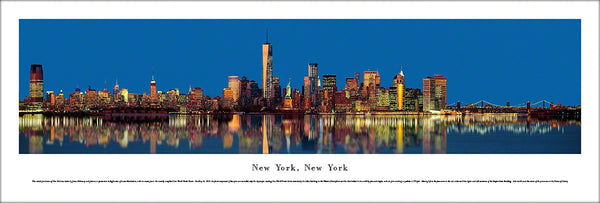 New York City Lower Manhattan Skyline at Dusk Panoramic Poster Print - Blakeway Worldwide