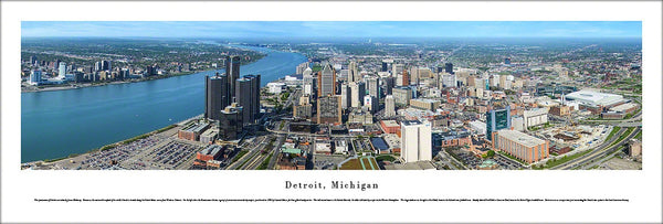 Detroit, Michigan Aerial View Panoramic Poster Print - Blakeway Worldwide