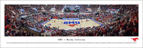 SMU Mustangs Basketball Moody Coliseum Game Night Panoramic Poster Print - Blakeway